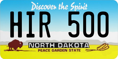 ND license plate HIR500