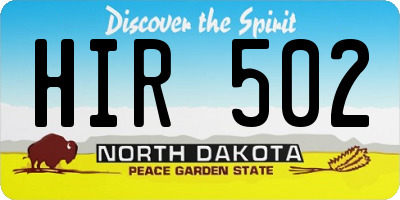 ND license plate HIR502
