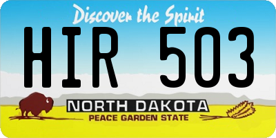 ND license plate HIR503