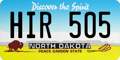 ND license plate HIR505