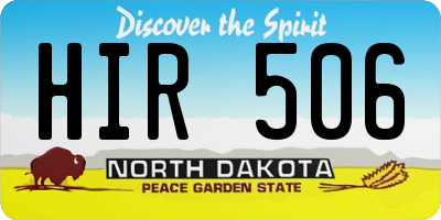 ND license plate HIR506
