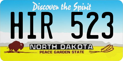 ND license plate HIR523