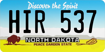 ND license plate HIR537