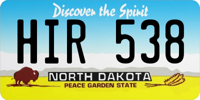 ND license plate HIR538