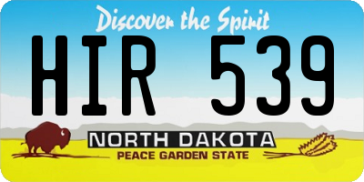 ND license plate HIR539
