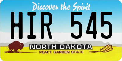 ND license plate HIR545