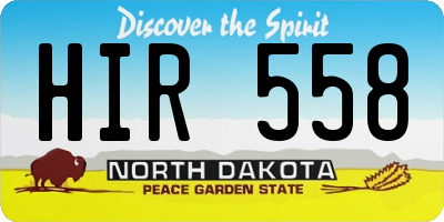 ND license plate HIR558