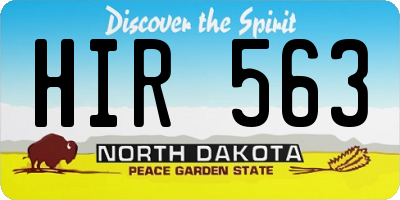ND license plate HIR563