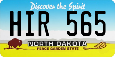 ND license plate HIR565