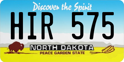 ND license plate HIR575