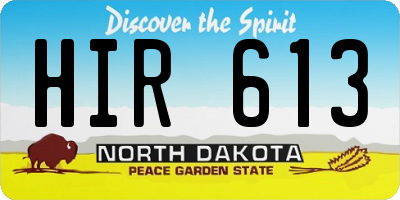 ND license plate HIR613