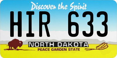ND license plate HIR633