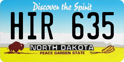 ND license plate HIR635