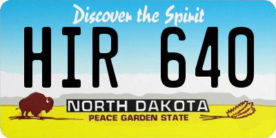 ND license plate HIR640