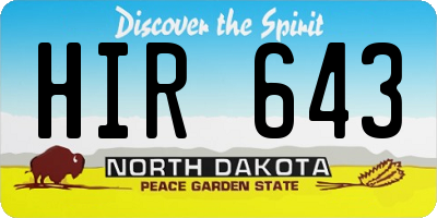 ND license plate HIR643
