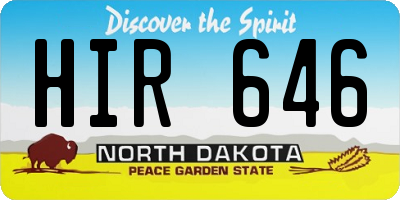 ND license plate HIR646