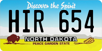 ND license plate HIR654