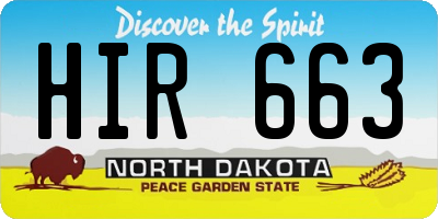 ND license plate HIR663