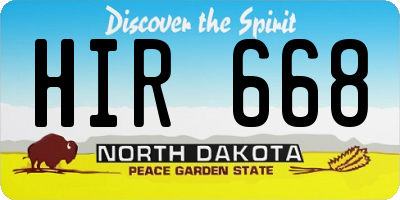 ND license plate HIR668