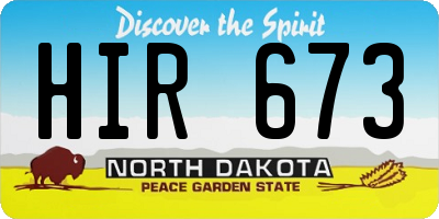 ND license plate HIR673