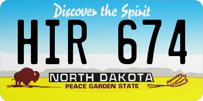 ND license plate HIR674