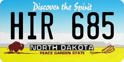 ND license plate HIR685