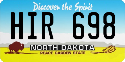 ND license plate HIR698