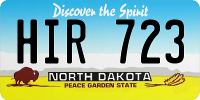 ND license plate HIR723
