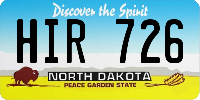 ND license plate HIR726