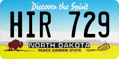 ND license plate HIR729