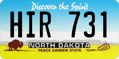 ND license plate HIR731