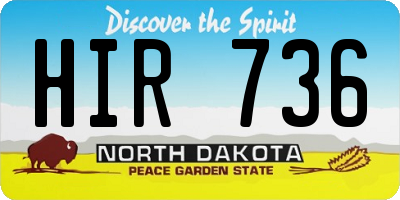 ND license plate HIR736