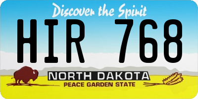 ND license plate HIR768