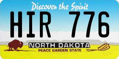 ND license plate HIR776