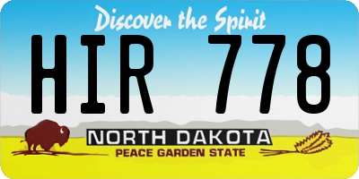 ND license plate HIR778