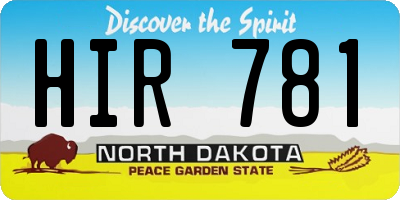 ND license plate HIR781