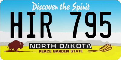 ND license plate HIR795
