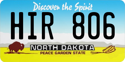 ND license plate HIR806
