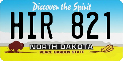 ND license plate HIR821