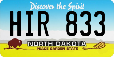 ND license plate HIR833