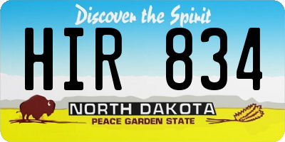 ND license plate HIR834
