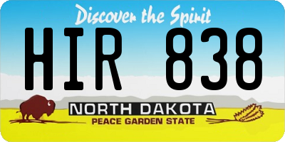 ND license plate HIR838