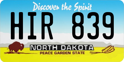 ND license plate HIR839