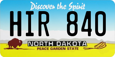 ND license plate HIR840
