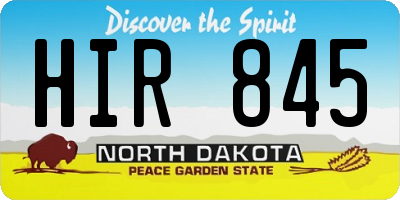 ND license plate HIR845