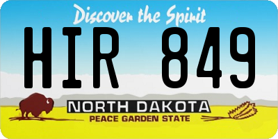 ND license plate HIR849