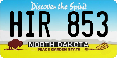 ND license plate HIR853