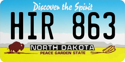 ND license plate HIR863