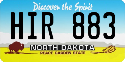 ND license plate HIR883
