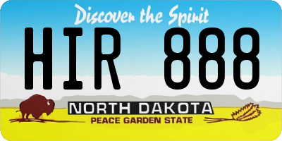 ND license plate HIR888